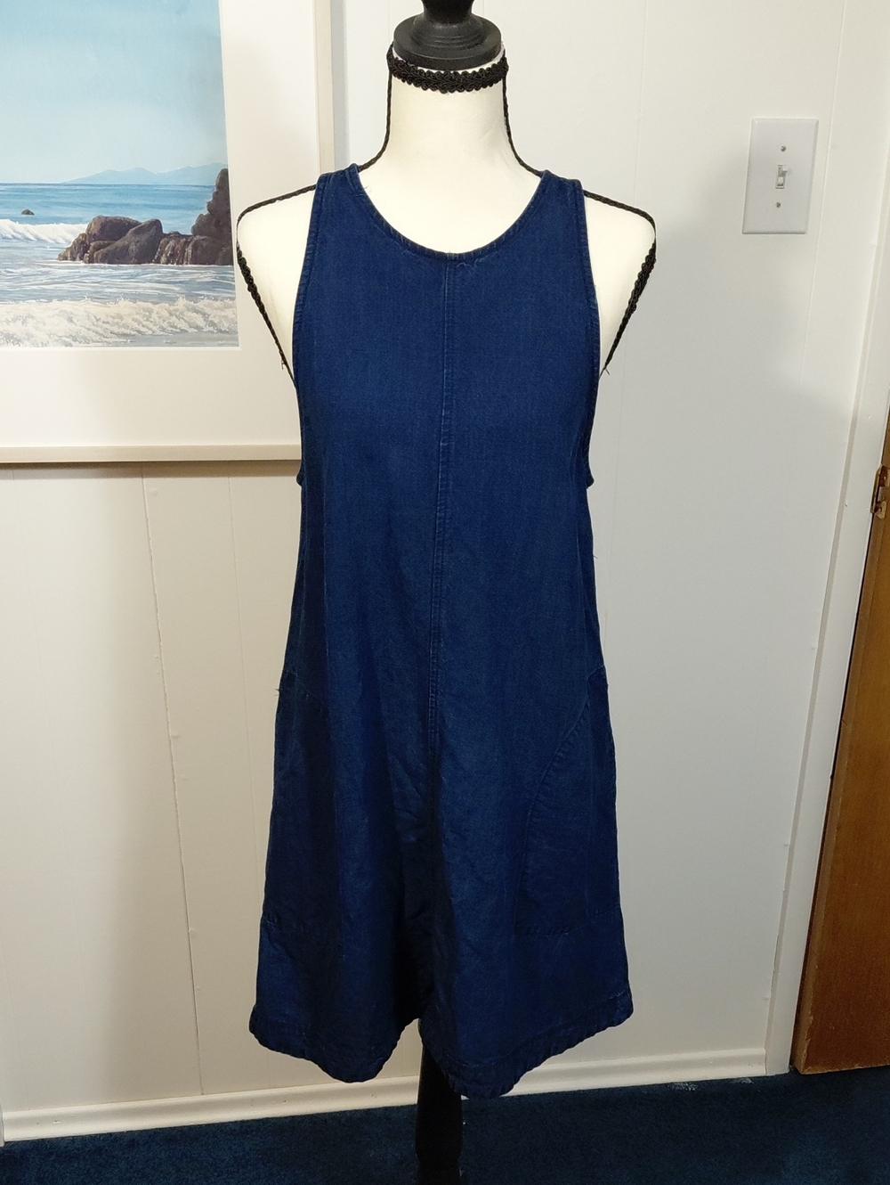 Wilfred Indigo Sleeveless Dress linen